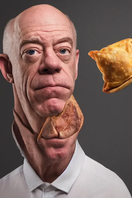 Image similar to 📷 j. k. simmons the samosa, made of food, head portrait, dynamic lighting, 4 k