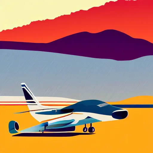 Image similar to a beautiful illustration of palm springs airport by James gilleard, artstation HD, airplanes, geometric lines, HD, 4k, 8k