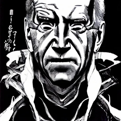 Image similar to Joe Biden looking sinister, by Tsutomu Nihei, highly detailed