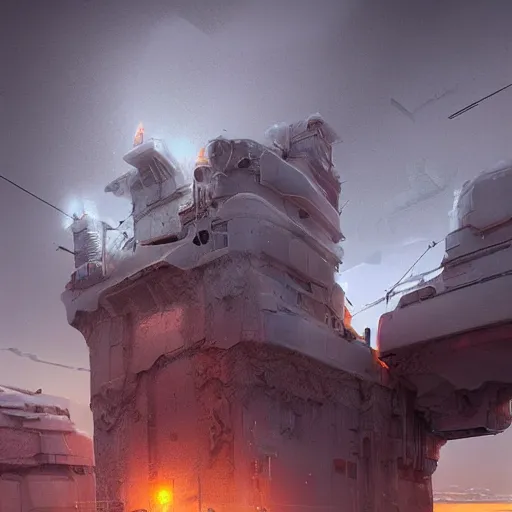 Prompt: ice city in 2 0 8 0, antarctica, technology, fantasy, landscape, 4 k, by beeple!!!, by baptiste monge!!, overdetailed art