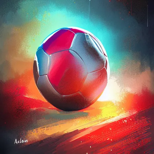 Image similar to detailed illustration of a football ball by alena aenami and annato finnstark