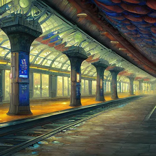 Prompt: subway station cryengine render by android jones, james christensen, rob gonsalves, leonid afremov and tim white