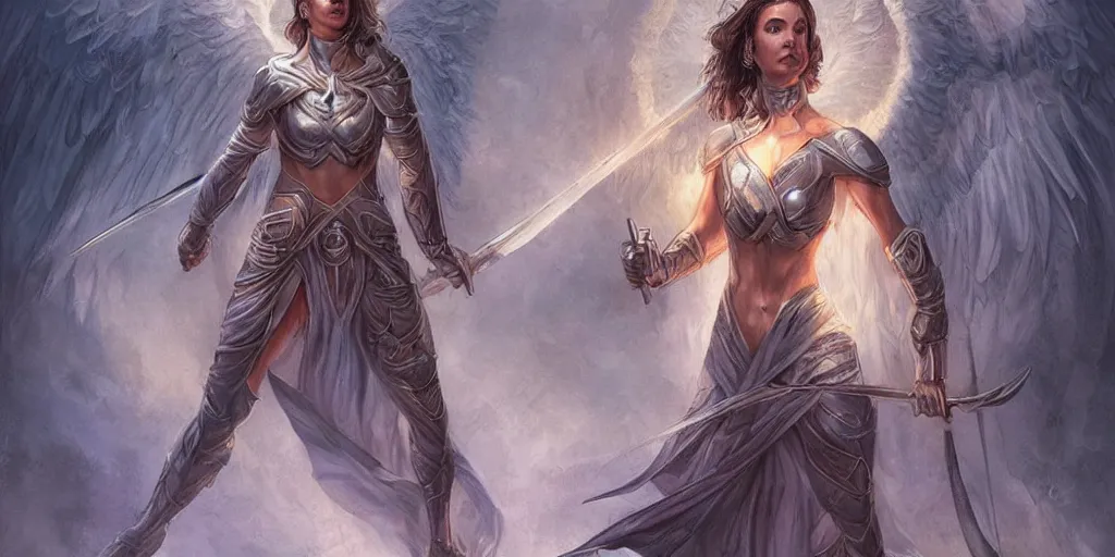 Prompt: female angel warrior by magali villeneuve