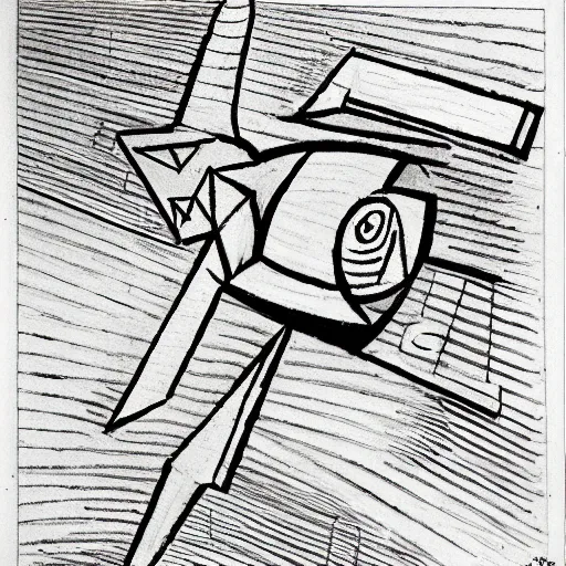 Prompt: a spaceship, drawn by picasso, cubic, trending, detailed