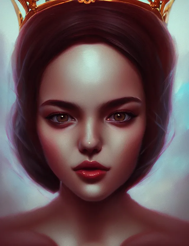 Image similar to blurred background. close-up portrait of a goddess in crown, by Artgerm and Afarin Sajedi and Alena Aenami. octane render. superrealism