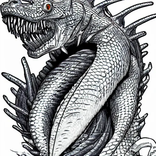 Image similar to a fish monster, yusuke murata style, detailed