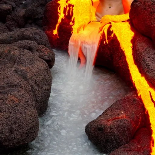 Image similar to bathing in lava