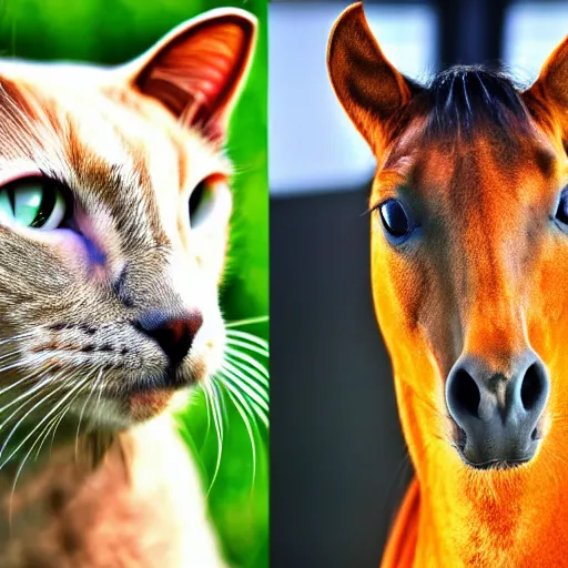 Prompt: a cat with the face of a horse