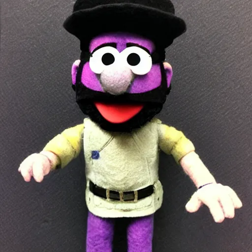 Image similar to prison mike as a muppet. highly detailed felt. hyper real photo. 4 k.