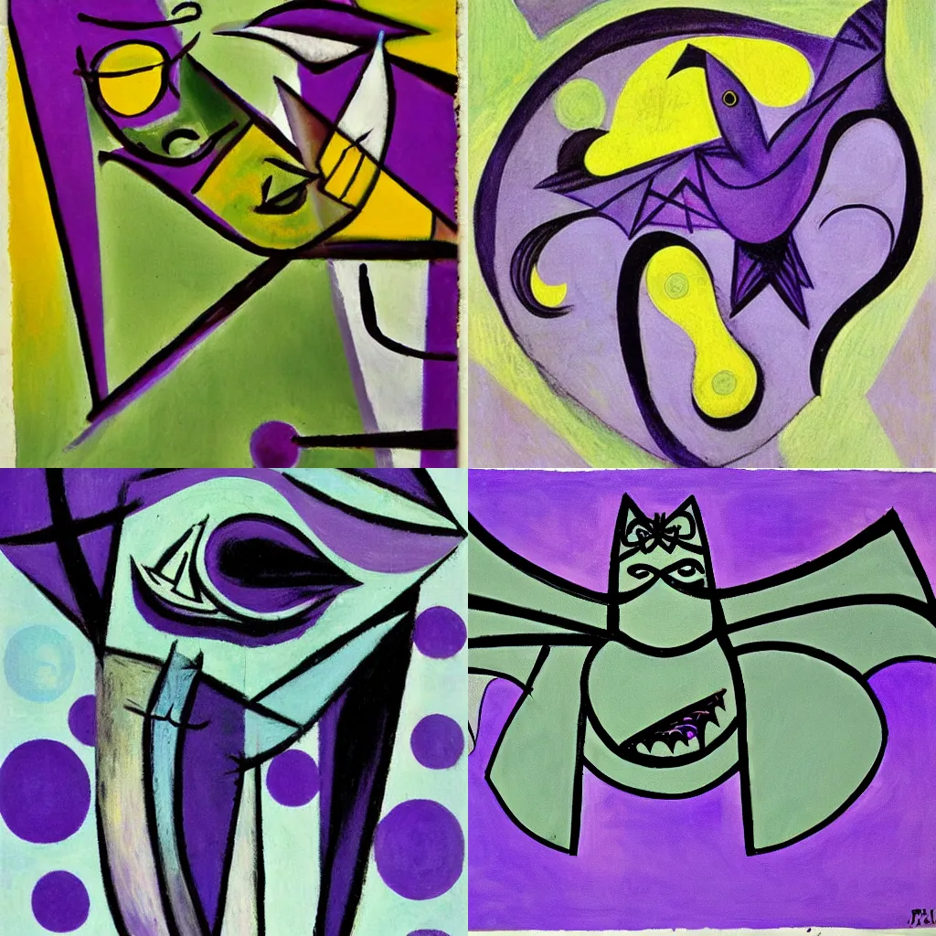 Prompt: a purple bat by picasso