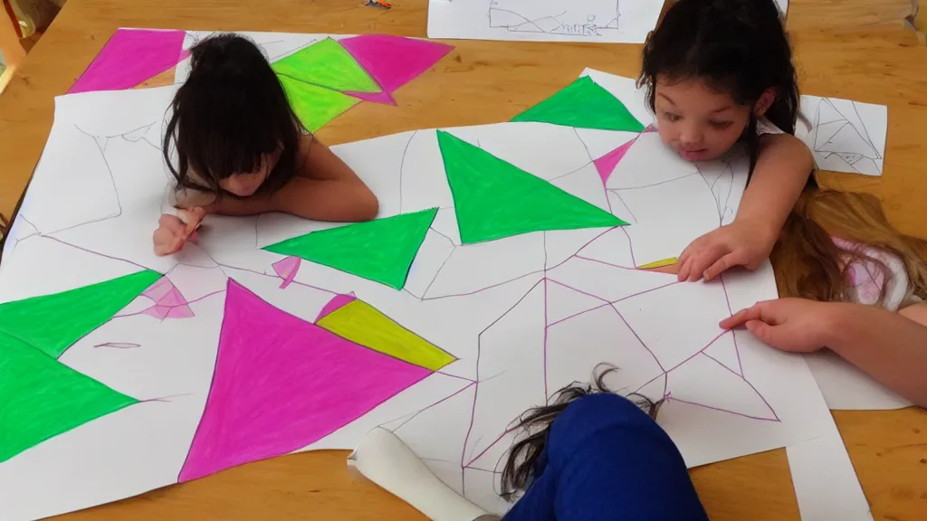 Image similar to child's drawing her complex polygon bower