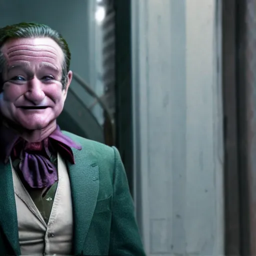 Image similar to (Robin Williams) as The Joker movie still 8k hdr