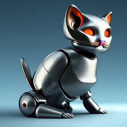 Image similar to product photo of a futuristic stylized pet robot by artgerm and greg rutkowski and alphonse mucha, marc newson, kitten puppy teddy mix, super cute, awww, volumetric light, detailed, octane render, midsommar