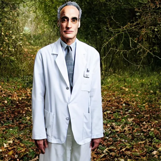 Prompt: a portrait of dr. julian bashir with background scenery by juergen teller, iris van herpen