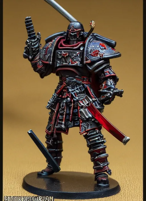 Prompt: 8 0 mm resin detailed miniature of a warhammer 4 0 k cyborg samurai with katana, product introduction photos, 4 k, full body