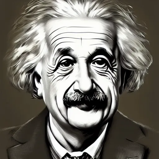 Prompt: portrait of Albert Einstein, Greg Rutkowski, photorealistic