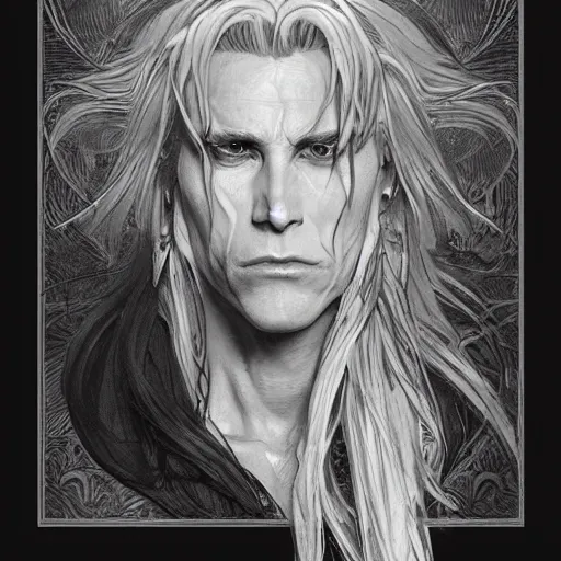 Image similar to amazing lifelike award winning pencil illustration of jareth the goblin king trending on art station artgerm Greg rutkowski alphonse mucha cinematic