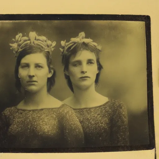 Image similar to tintype photo, underwater, mermaids swimming