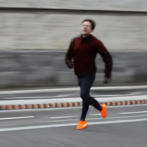 Prompt: a person beeing chased by an orange