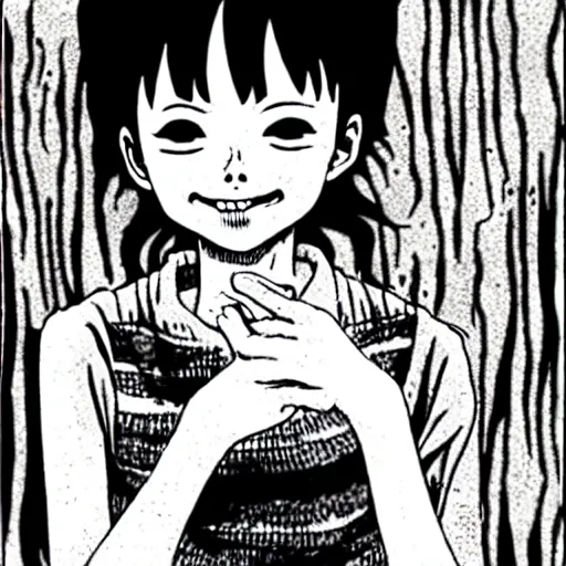 Prompt: children happy smoking by junji ito