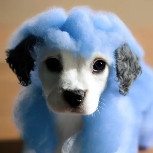 Image similar to puppy made of cotton candy