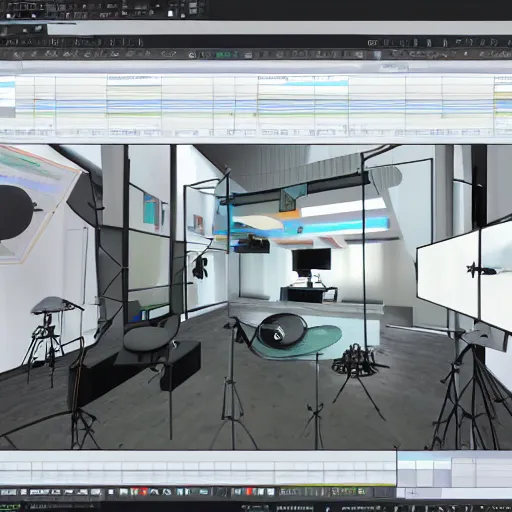 Image similar to Ableton Live 13.4.0 Virtual Reality Studio, 3DS MAX, raytracing, highly detailed, futuristic, unreal engine 5, photoscan