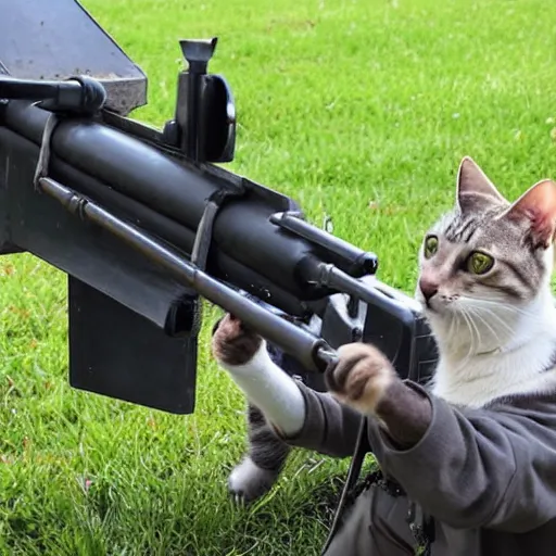 Image similar to House cat firing an MG 42