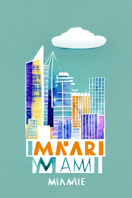 Prompt: minimalist watercolor art of miami, illustration, vector art