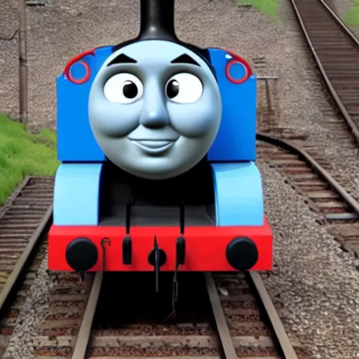 Prompt: thomas the tank engine with the face of mark zuckerberg