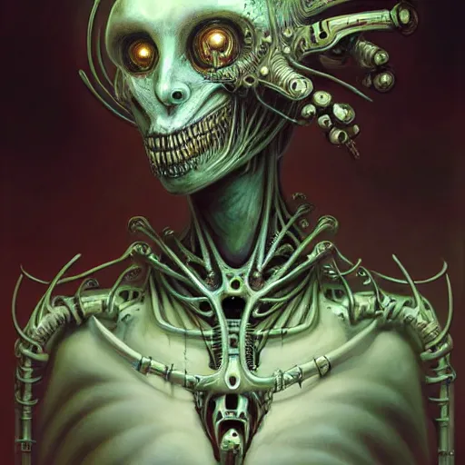 Image similar to a portrait of a beautiful biomechanical Morty, horror concept art by giger and beksinski and szukalski and wlop and pete mohrbacher, digital art, highly detailed, intricate, sci-fi, sharp focus, Trending on Artstation HQ, deviantart, unreal engine 5, 4K UHD image