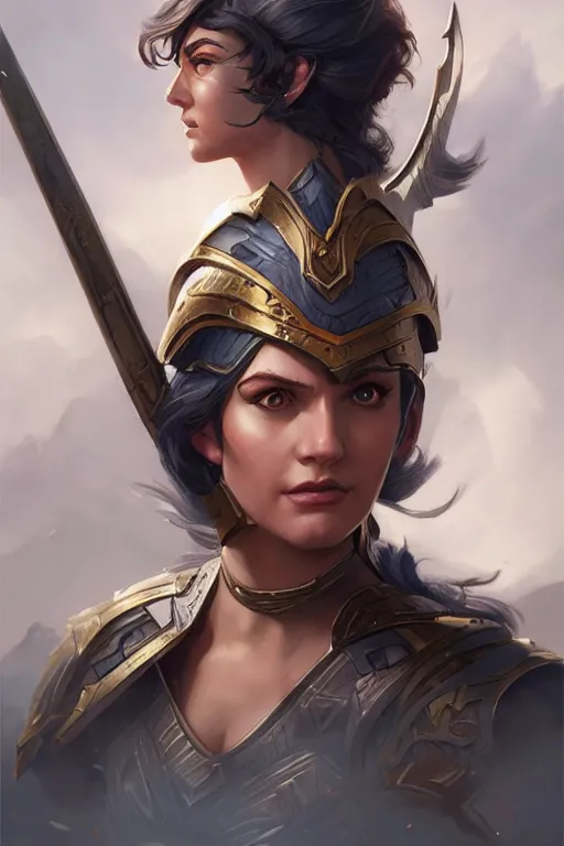 Image similar to amazon valkyrie athena, d & d, fantasy, portrait, highly detailed, headshot, digital painting, trending on artstation, concept art, sharp focus, illustration, art by artgerm and greg rutkowski and magali villeneuve