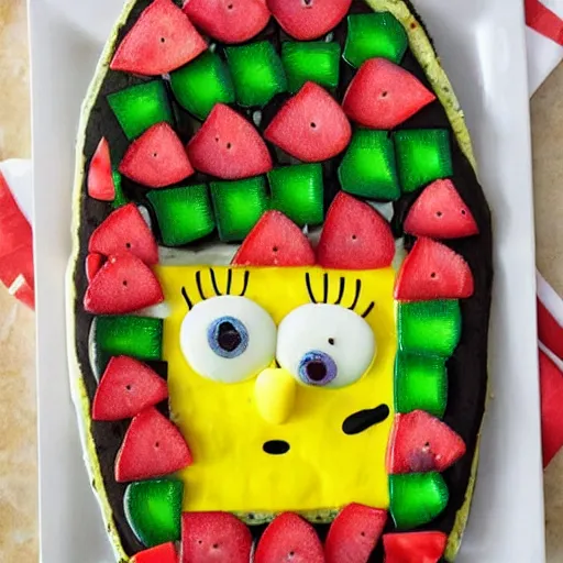 Prompt: spongebob watermelon pizza