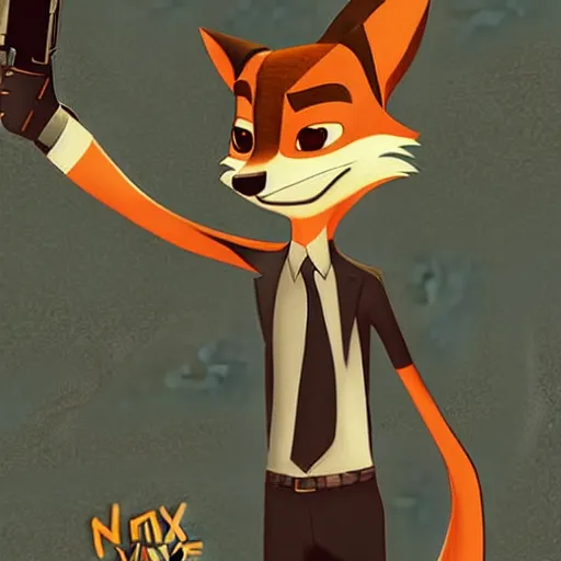 Prompt: concept art of nick wilde as max payne in max payne 3 set in gritty neo - noir zootopia, favela level