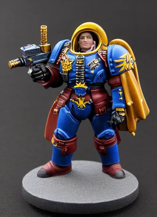 Image similar to 8 0 mm resin detailed miniature of warhammer 4 0 k elon musk space marine, product introduction photos, 4 k, full body,