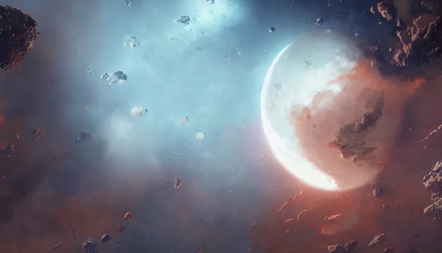Image similar to The explosion of the moon, hyperdetailed, artstation, cgsociety, 8k