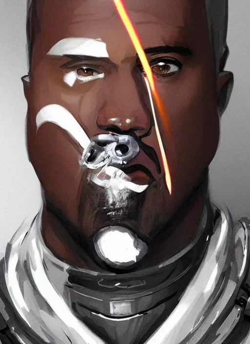 Prompt: painted full body portrait of kanye west as a magicpunk futuristic medieval astronaut by greg rutkowski, he is about 3 0 years old, short blond hair, athletic and strong, straight jaw, wearing futuristic space gear, highly detailed portrait, digital painting, artstation, concept art, smooth, sharp foccus ilustration, artstation hq.