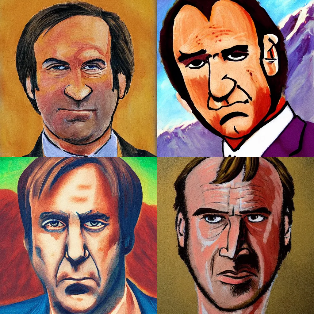 Prompt: caveman painting of Saul Goodman