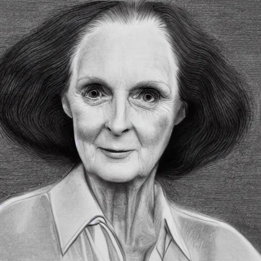 Image similar to pencil illustration of Grace coddington highly detailed, cinematic,