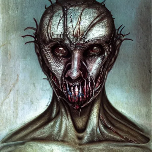 Prompt: bodyhorror portrait by h. r. giger of mikhail nikolayevich zadornov who became a degraded abomination, photo - realistic, color image, 2 k, highly detailed