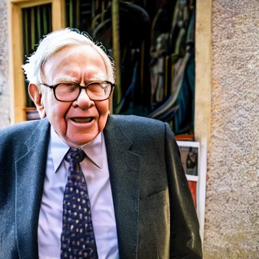 Image similar to A photograph of Warren Buffet in Venice