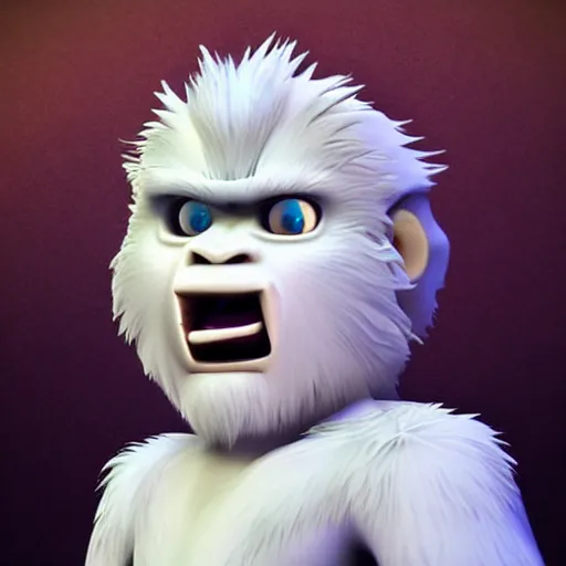 the yeti, a white snow primate, in style of disney, Stable Diffusion