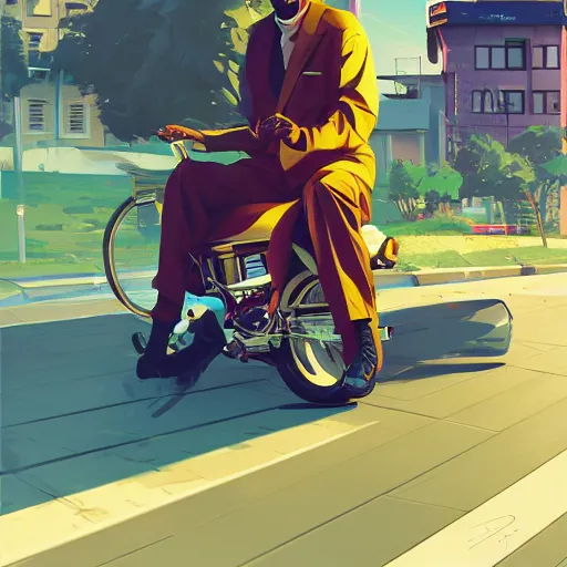 Image similar to snoop dogg driving, art gta 5 cover, official fanart behance hd artstation by jesper ejsing, by rhads, makoto shinkai and lois van baarle, ilya kuvshinov, ossdraws, and by feng zhu and loish and laurie greasley, victo ngai, andreas rocha, john harris