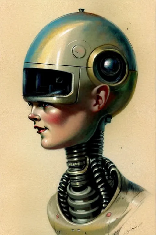 Prompt: ( ( ( ( ( 1 9 5 0 s retro future robot android head. muted colors. ) ) ) ) ) by jean - baptiste monge!!!!!!!!!!!!!!!!!!!!!!!!!!!!!!