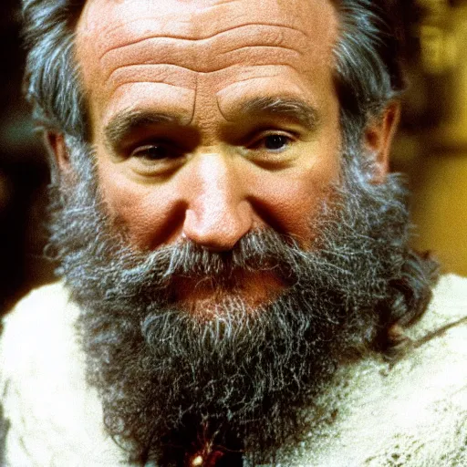 Prompt: Robin Williams playing Dumbledore in Harry Potter, screenshot