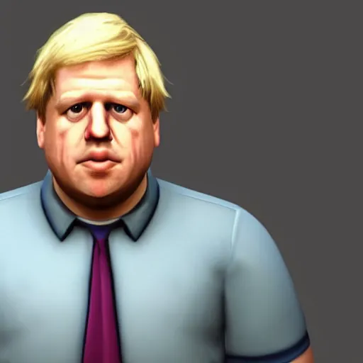 Image similar to a screenshot of boris johnson in the gta v. 3 d rendering. unreal engine. amazing likeness. very detailed. cartoon caricature