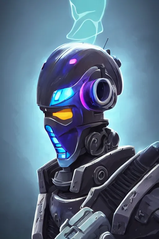 Image similar to epic mask helmet robot ninja portrait stylized as fornite style game design fanart by concept artist gervasio canda, behance hd by jesper ejsing, by rhads, makoto shinkai and lois van baarle, ilya kuvshinov, rossdraws global illumination radiating a glowing aura global illumination ray tracing hdr render in unreal engine 5