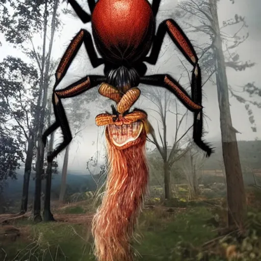 Image similar to a gigantic spider eating a human head