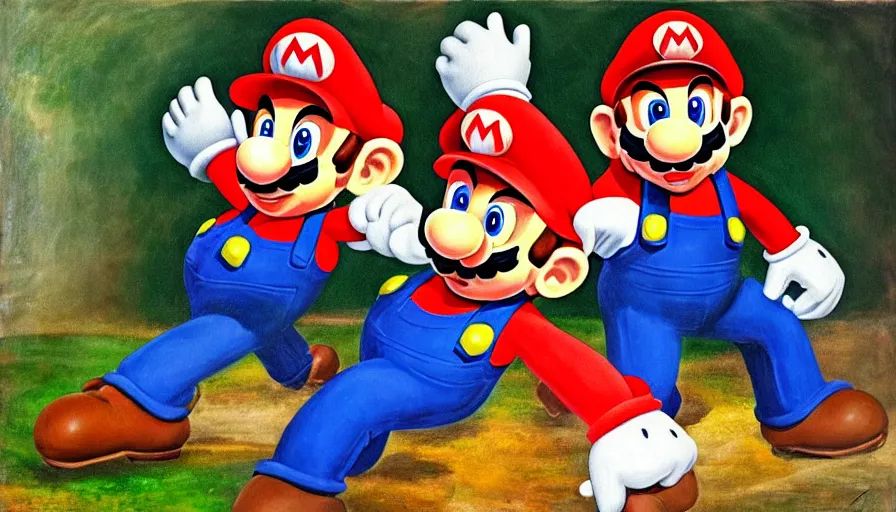 Image similar to Painting of Mario in the style of František Dvořák