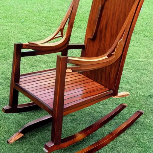 Prompt: beautiful wooden art deco rocking chair furniture plans detailed