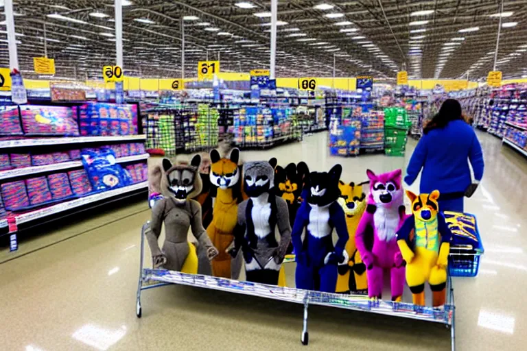 Image similar to photo of fursuits for sale at walmart on black friday